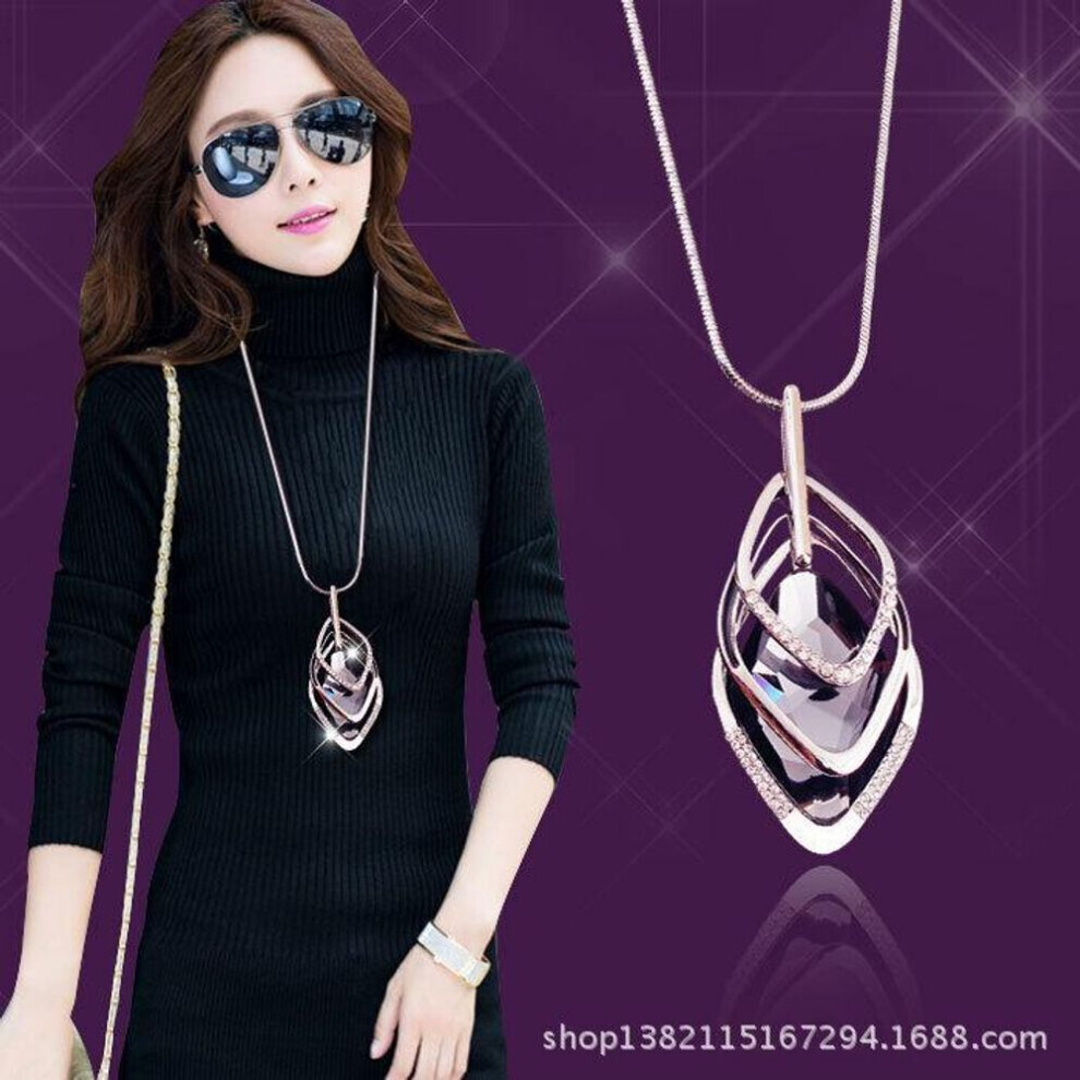 (silver, multi-layer prism) "european-american Style Sweater Necklace: Versatile Long Tassel Design For Women, Autumn-winter Accessory"