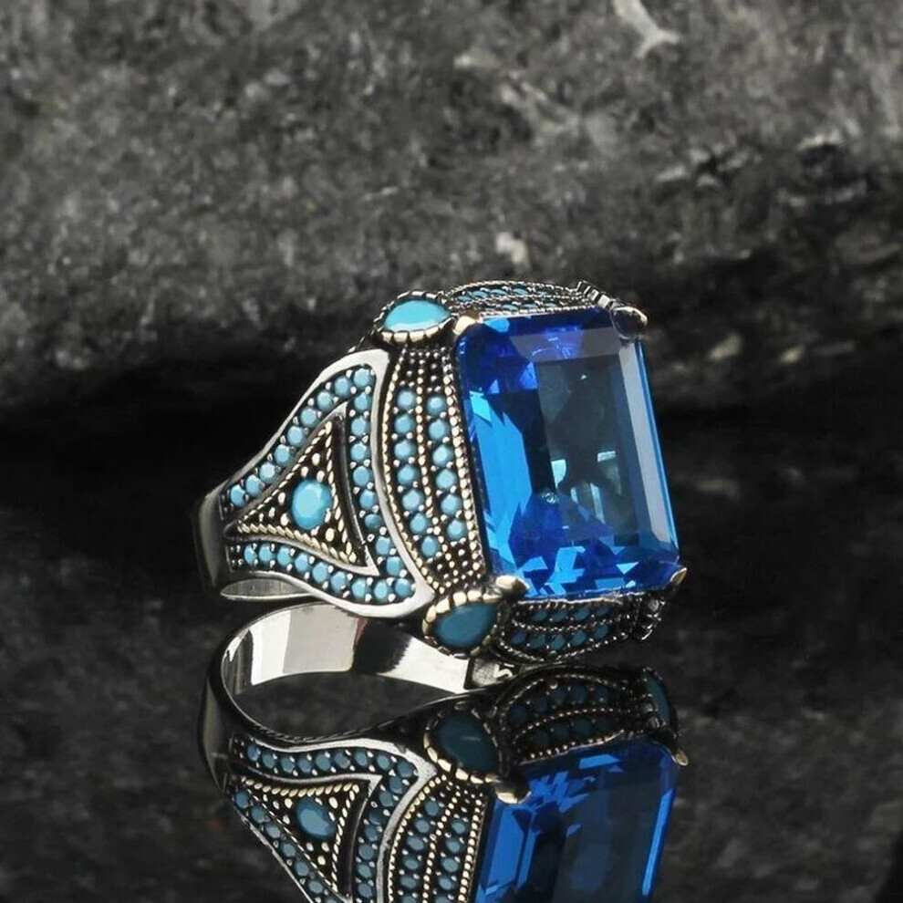 (as the picture, 10) Fashionable And Minimalist Popular Square Diamond Gold Ring With Gold Plating For Men