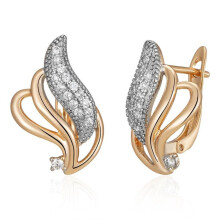 (rose gold) Kinel Shiny Zircon Full Paved Silver Color Drop Earrings For Women Luxury Party Fine Jewelry