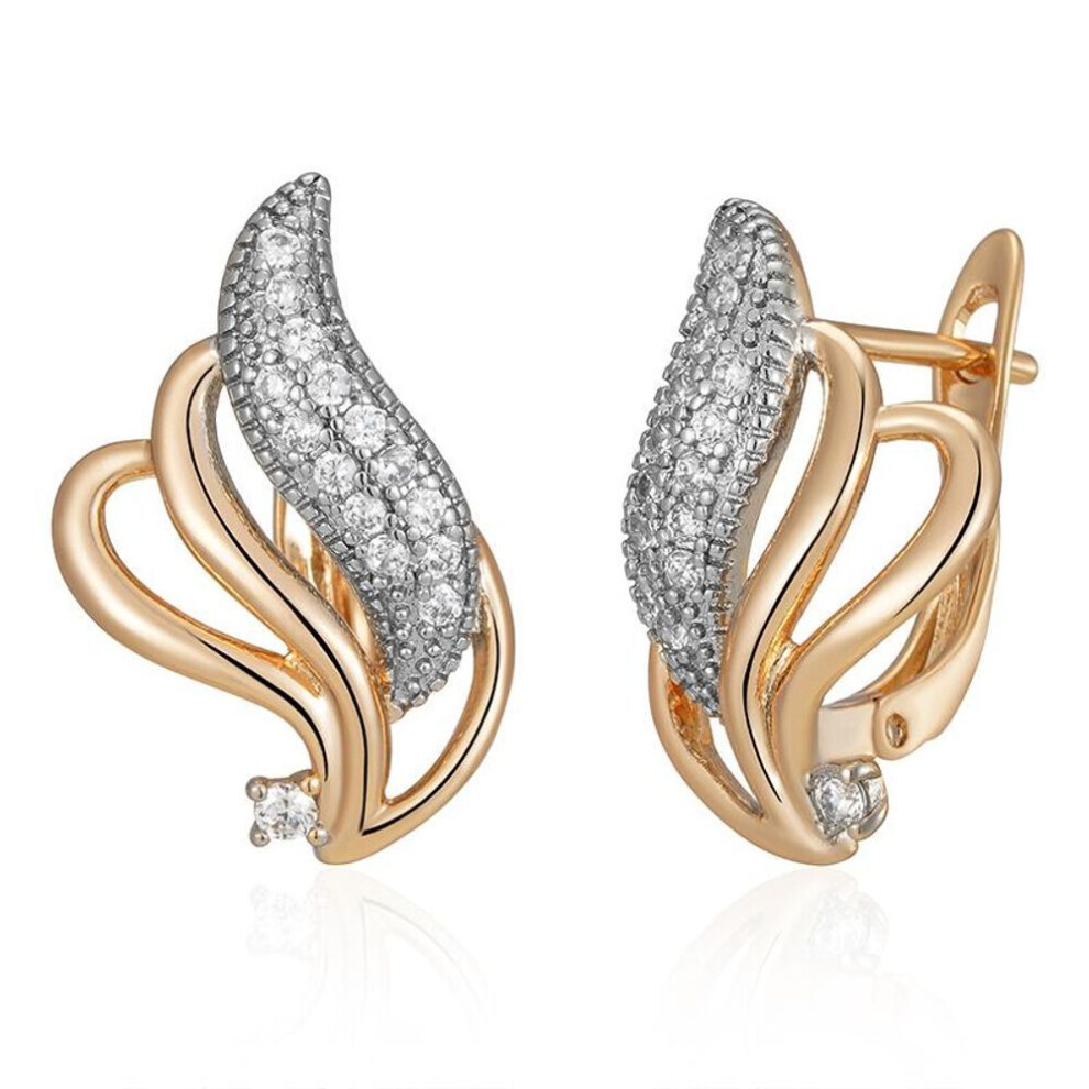 Maxpower (Rose Gold) Kinel Shiny Zircon Full Paved Silver Color Drop Earrings For Women Luxury Party Fine Jewelry Silver,Gold