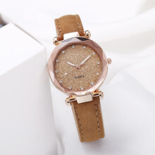 (brown) Fashion Starry Sky Girl's Quartz Watches Top Luxury Ladies Wristwatches Gifts For Friend,family