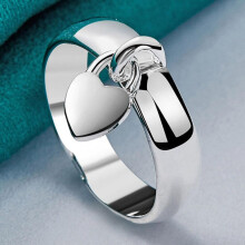 (10) 925 Sterling Silver Smooth Heart 6 7 8 9 10 Ring For Women Charm Wedding Engagement Fashion Jewelry
