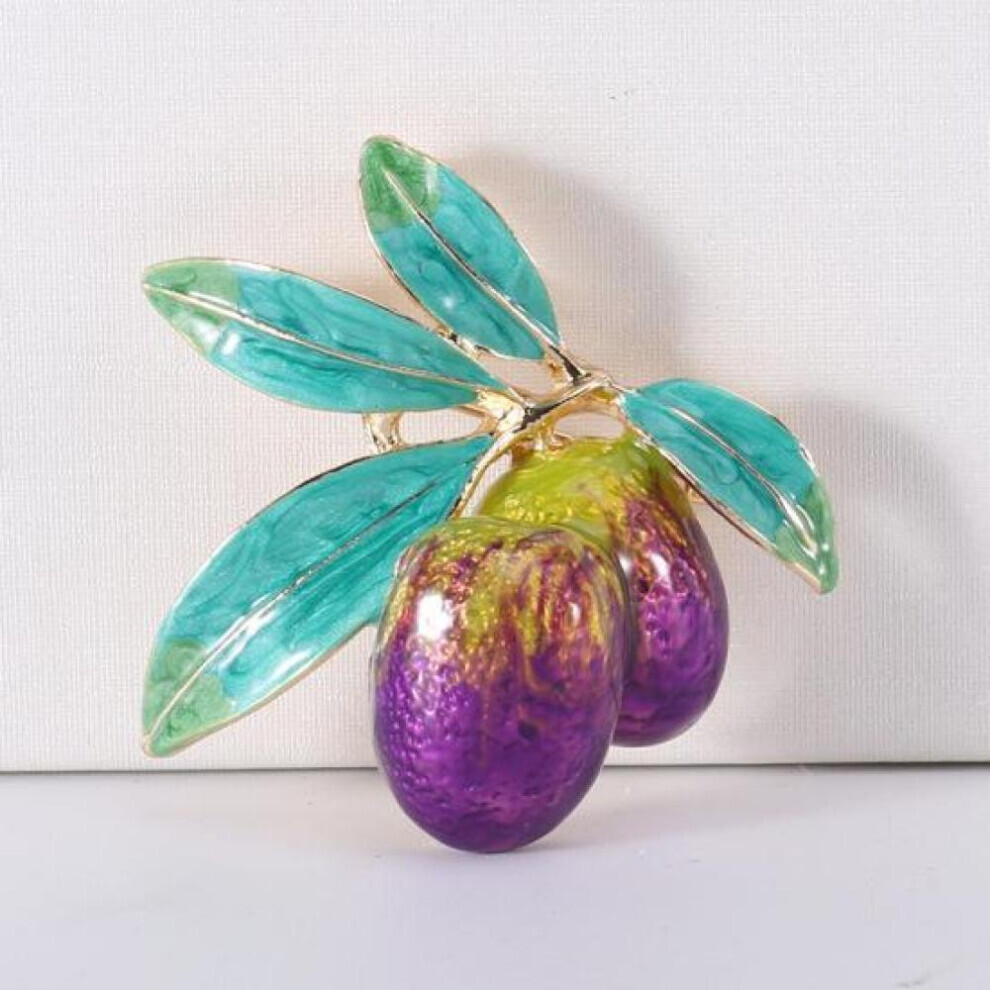 Maxpower (Purple) Creative Fruit Brooch Cute Dripping Oil Color Dripping Olive Brooch All-Match Accessories Green,Purple