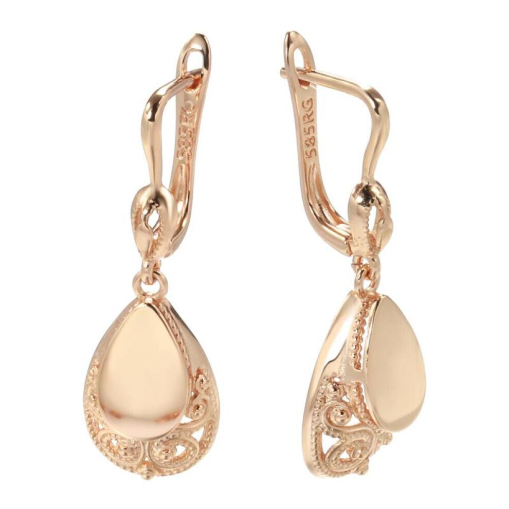 Maxpower (Rose ) Kinel Rose Pendant Earrings Women's Vintage Drop Earrings Gold