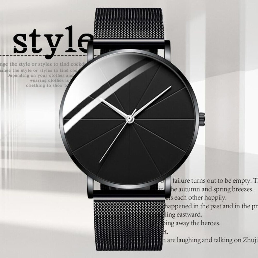 Maxpower (,Black) Fashion Mens Watches Stainless Steel Ultra Thin Quartz Wrist Watch Luxury Business Classic Men Watch Relogio Masculino Black