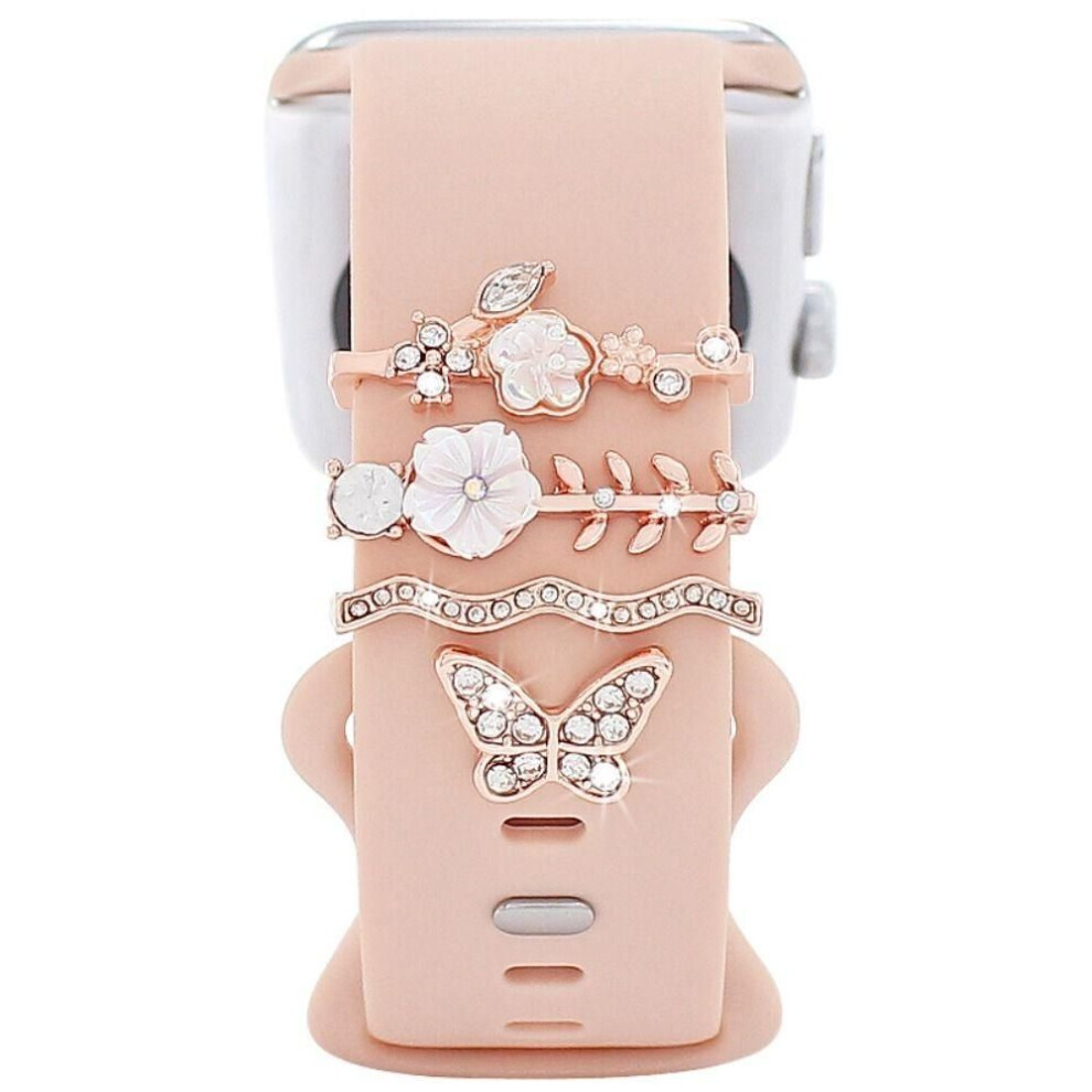 (rose gold) Watch Band Bracelet Decoration Diamond Metal Charms New Ornament For Apple Watch Band Watch Band