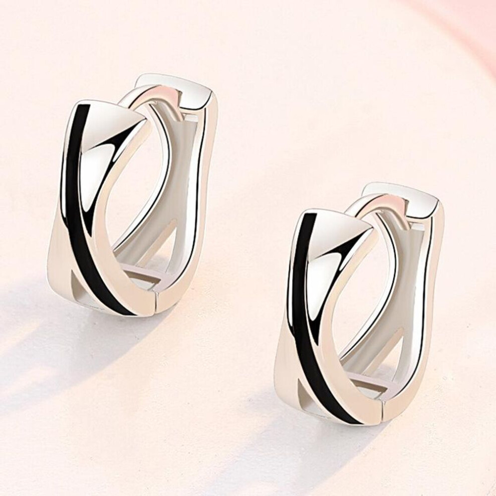 (as the picture) New 925 Sterling Silver Hoop Earrings Black Pattern Earrings Women Fashion Korean Silver Jewelry Hot Sale Jewelry
