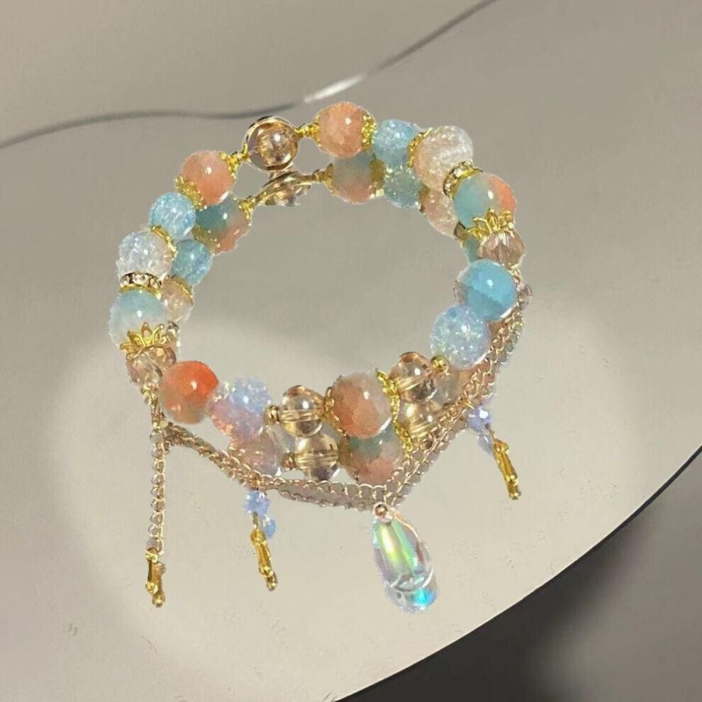 (G) Simple Alloy Till The End Of The Moon Chinese Jewelry Tassel Chain Women Bracelet Beads Pendant
