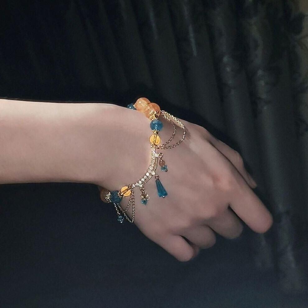 Maxpower (B) Simple Alloy Till The End Of The Moon Chinese Jewelry Tassel Chain Women Bracelet Beads Pendant