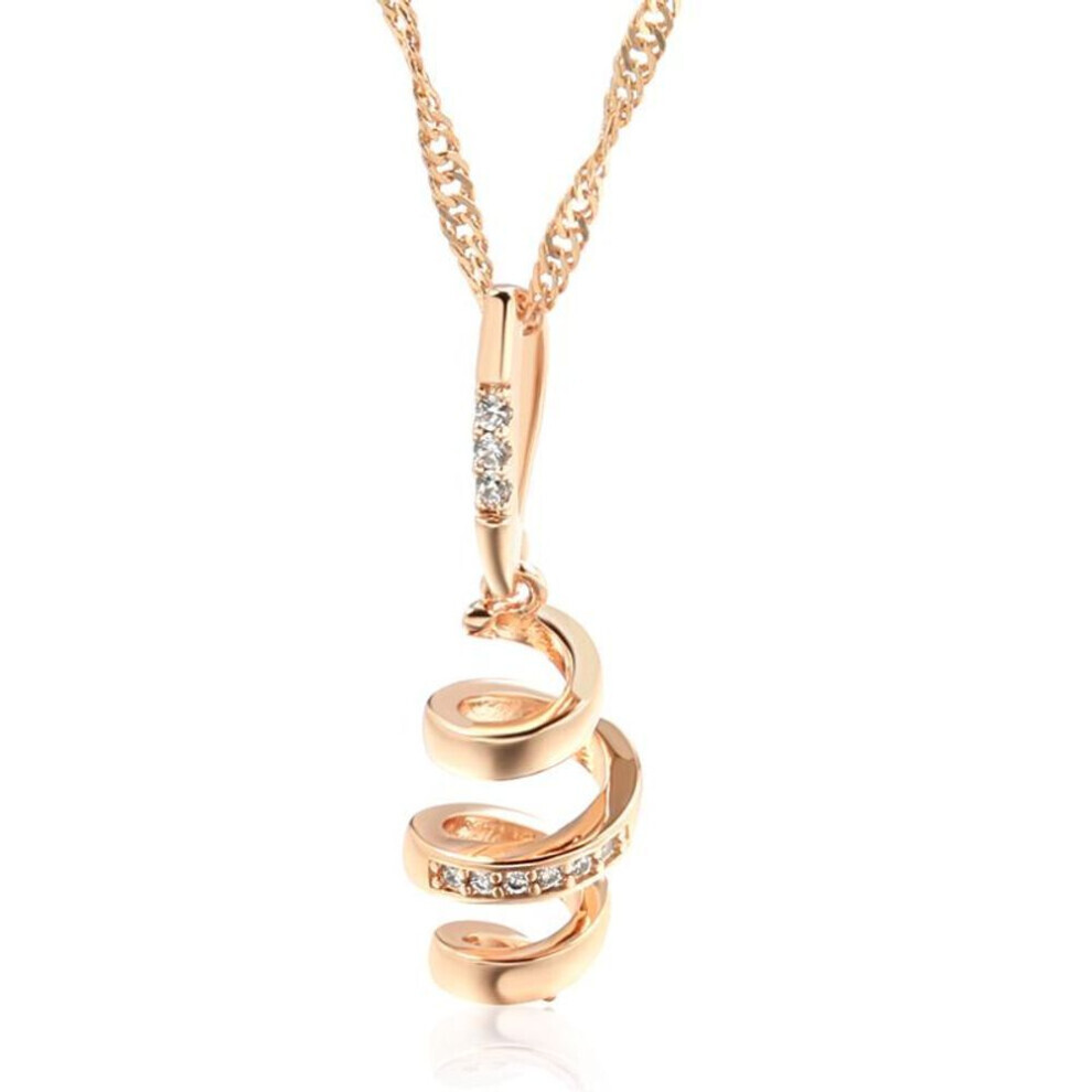 Maxpower (As The Picture) Micro Inlay White Zircon Spiral Pendant Necklaces Women Trendy Gold Color Chain Accessories White,Gold