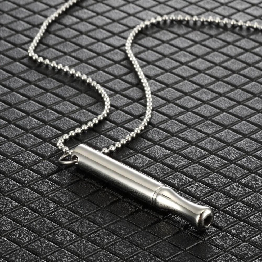Maxpower (Silver) For Anxiety Relief Mindful Anapana Breathing Necklace Stress Anxiety Whistle Necklace Women Men Silver