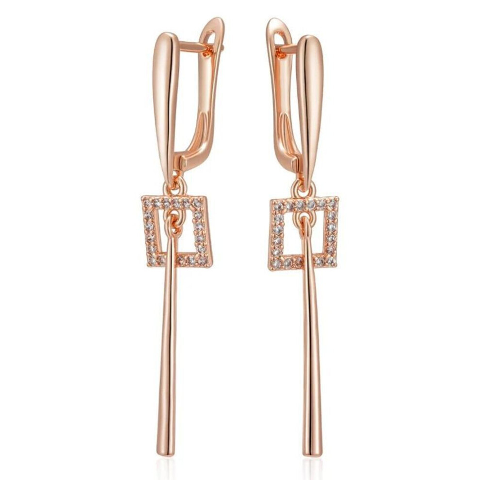 Maxpower (As The Picture) Long Tassel Hollow Square Zircon Earrings For Women Geometric Personality Jewelry Party Accessories Golden