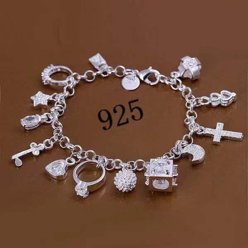 Maxpower (As The Picture, Bracelet) "925 Silver Fashion Thirteen Charm Bracelet For Women - European & American Style"