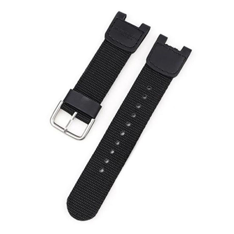 (black) Wristwatch Band Breathable Sweat Proof Soft Nylon Sports Watch Belt Replacement For Casio Sgw 100
