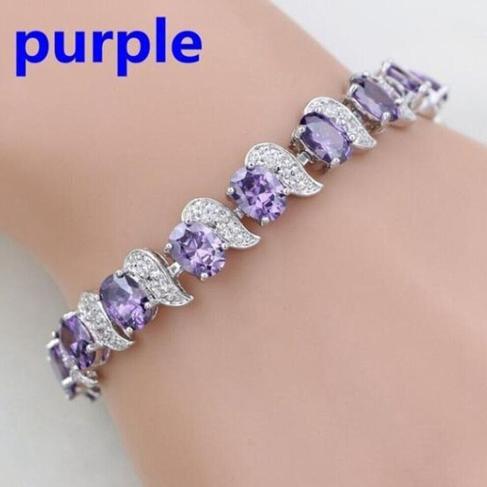 (purple) Casual Mystic Sky Blue Cubic Zirconia White Cubic Zirconia Charm Bracelets For Women Fashion Bracelet