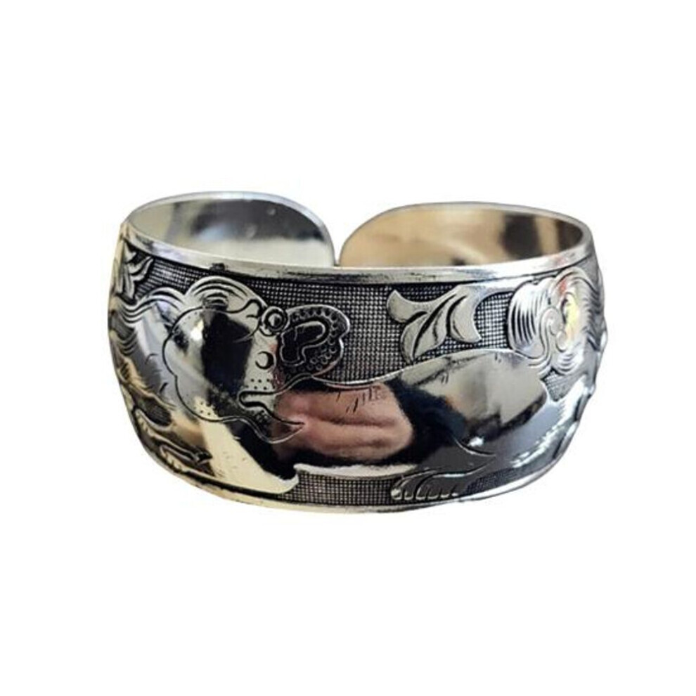 Maxpower (Lion) Women Vintage Ethnic Style Open Jewelry Tibetan Bangle Wide Cuff Bracelet