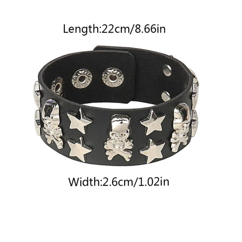 (T) Fashion Pu Leather Bracelet Adjustable Men Women Leather Wristband Punk Style Cool Street Leather Bracelet Jewelri Gift