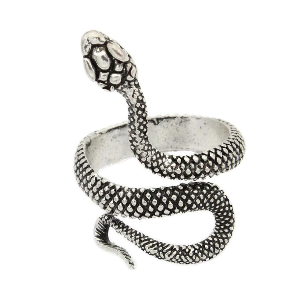 (antique silver) Stylish Punk Men Women Snake Shape Adjustable Opening Finger Ring Party Jewelry Accessories Gifts