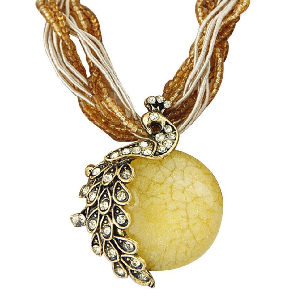 Maxpower (White) Peacock Necklace Gift Zricon Opal Bohemian Inlaid Pendant White