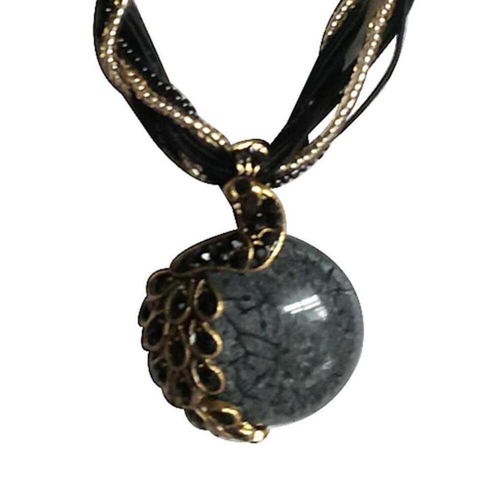 Maxpower (Black) Peacock Necklace Gift Zricon Opal Bohemian Inlaid Pendant Black
