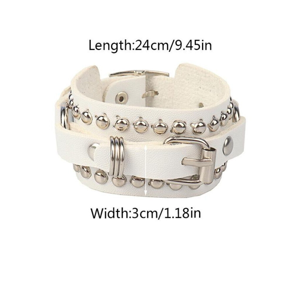 (C) Fashion Pu Leather Bracelet Adjustable Men Women Leather Wristband Punk Style Cool Street Leather Bracelet Jewelri Gift