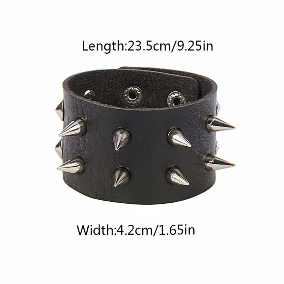 (L) Fashion Pu Leather Bracelet Adjustable Men Women Leather Wristband Punk Style Cool Street Leather Bracelet Jewelri Gift