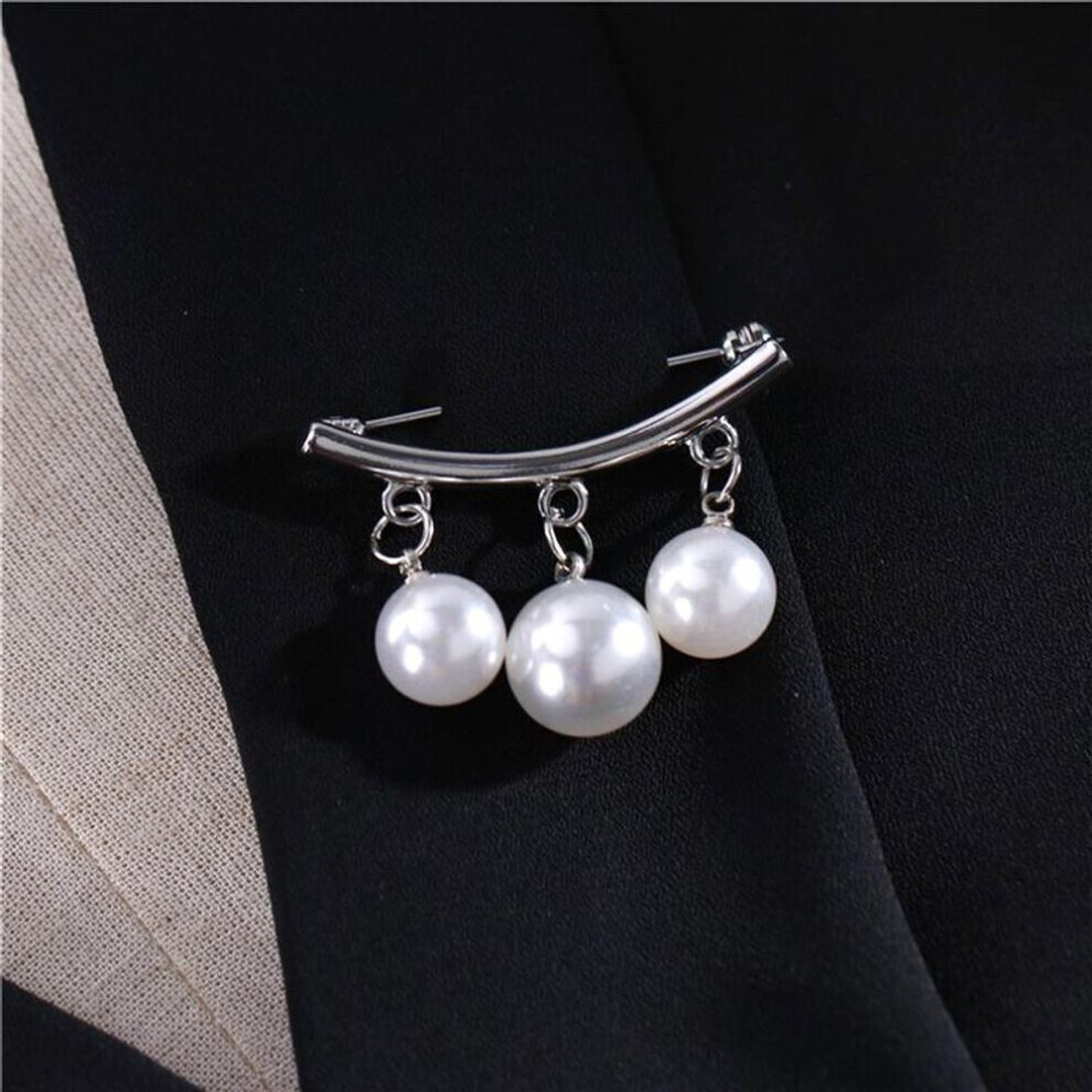 Maxpower (Silver) Korean Simple Pearl Cute Brooch Women's Accessories Kpop Brooches For Women Pins Enamel Pin Jewelry