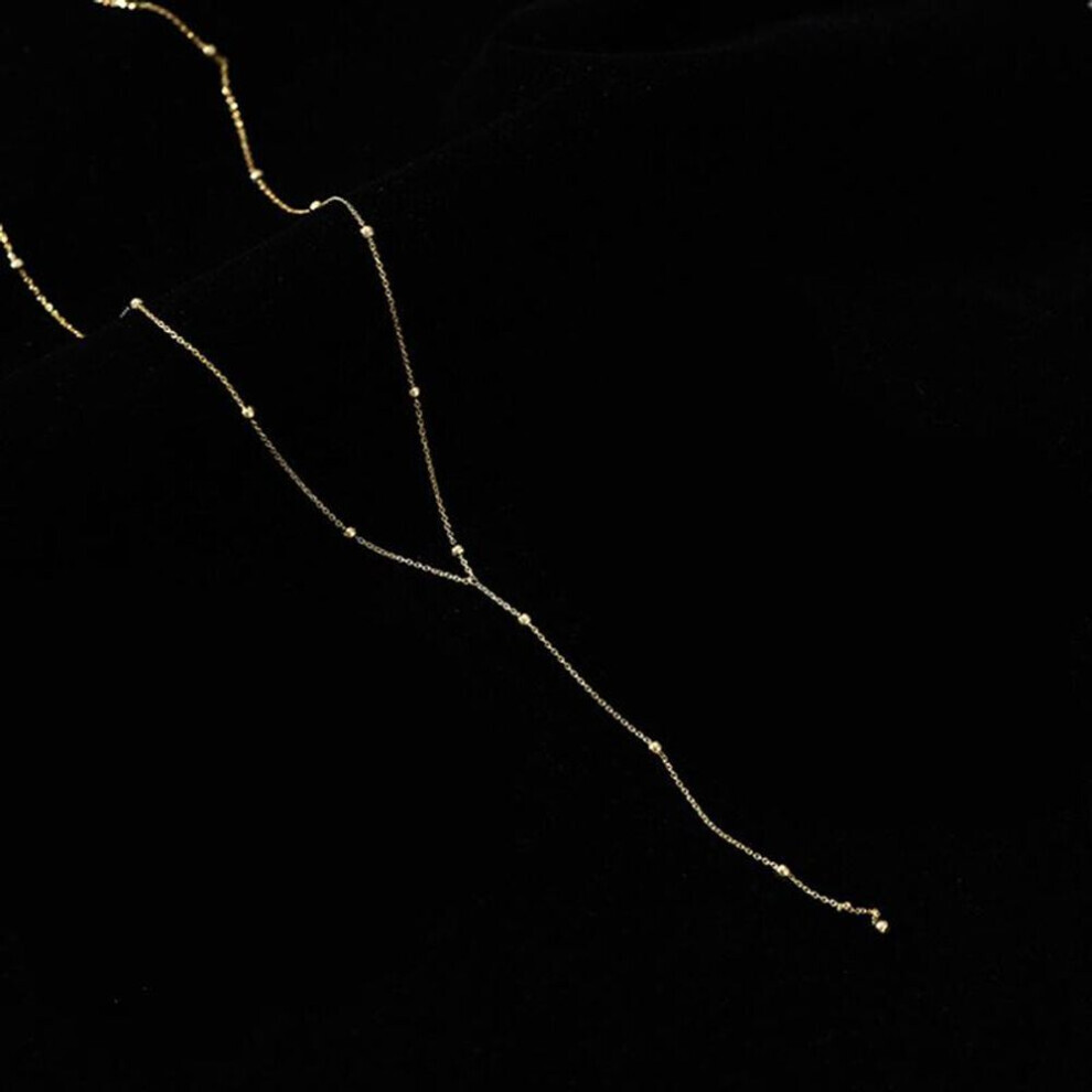 Maxpower (Silver) Anenjery Beads Chain Necklace For Women Simple Long Tassel Clavicle Chain Necklaces Party Jewelry Silver
