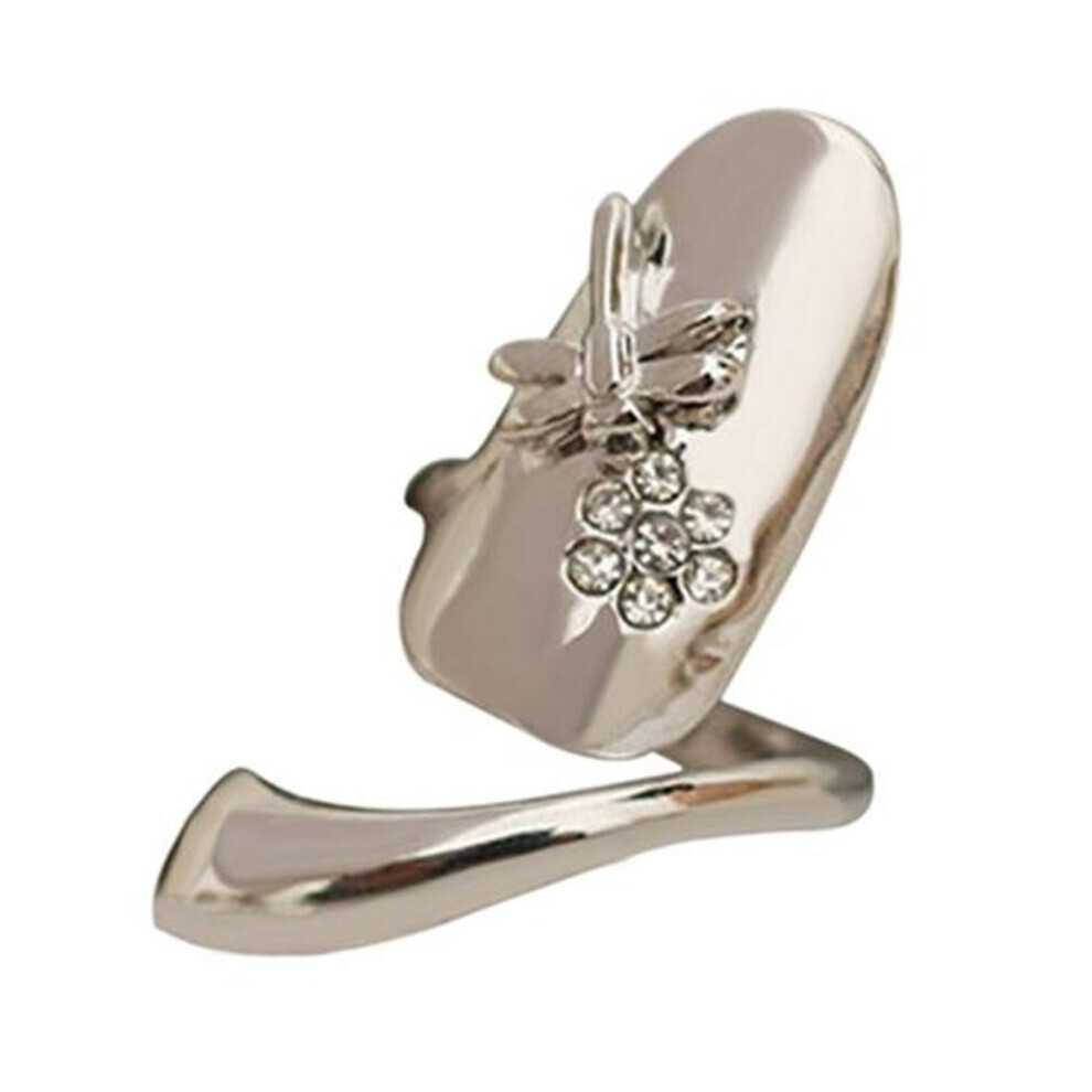 Maxpower (Silver) Finger Nail Ring Open Protective Dragonfly Pattern Silver