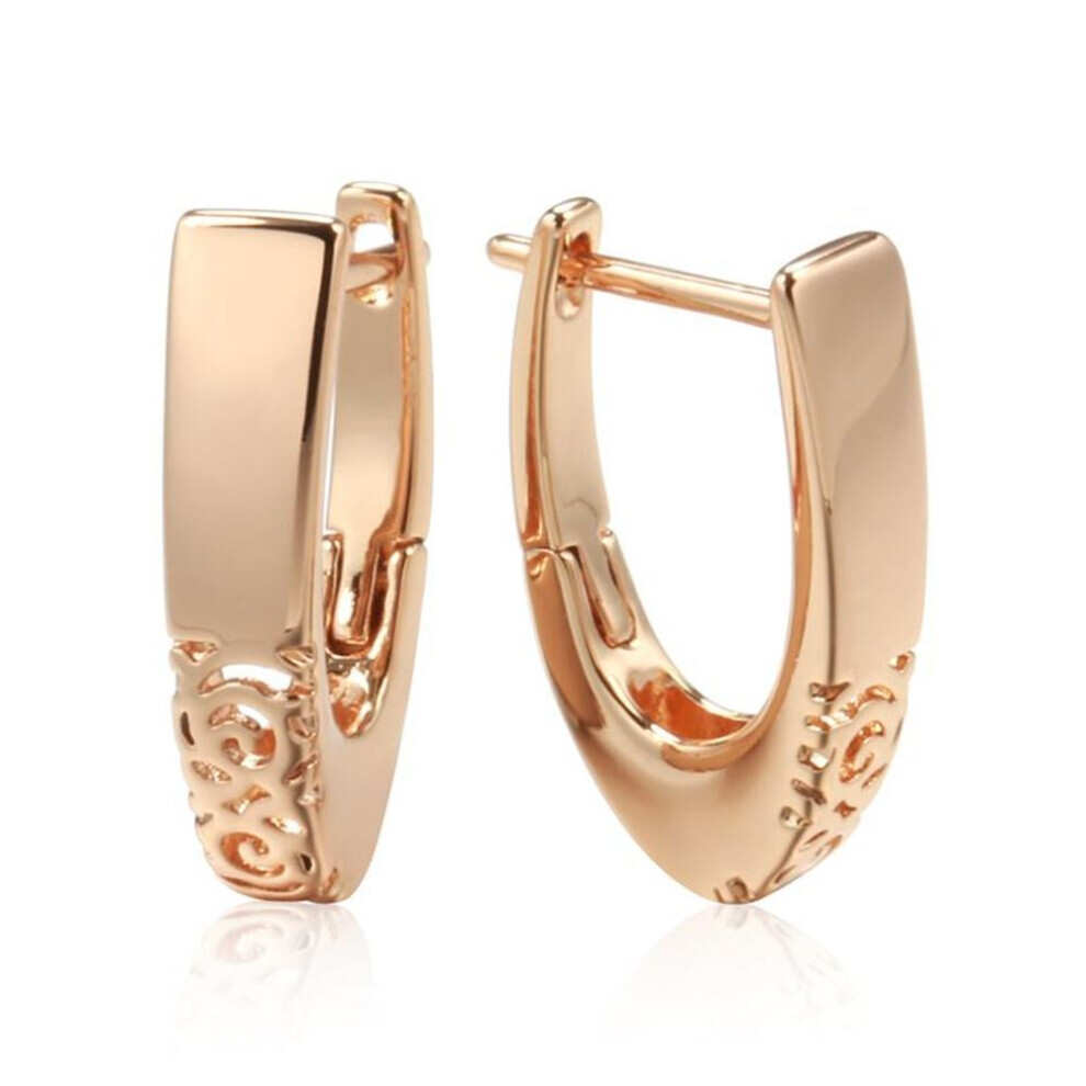 Maxpower (Rose ) Kinel Rose Color Glossy English Earrings For Women Simple Fashion Bride Wedding Fine Jewelry Gold