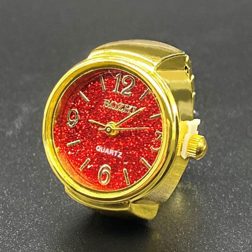 (red) Retro Ring Watch Shaped Punk Exaggerated Spirit Ring Watch Digital Ring Watch