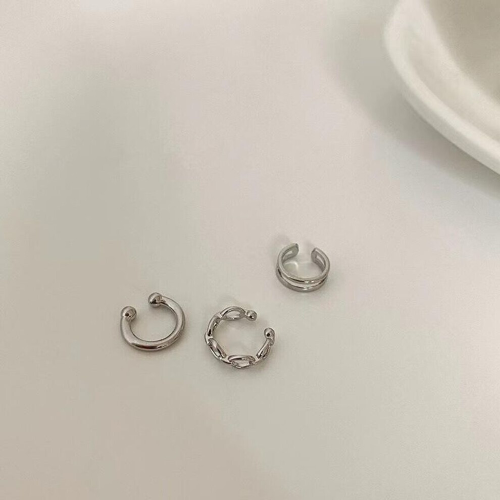 (silver) Simple Clips Earring For Women Unisex Fashion Cartilage Hoop Earrings Sets Ear Cuff Fake Piercing Clip On Earring Jewerly Gifts