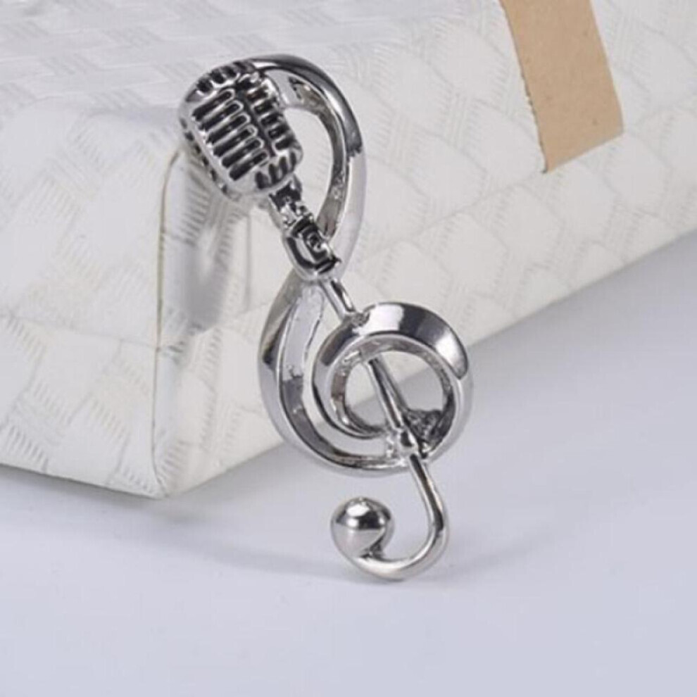 (silver) Blucome Alloy New Microphone Music Note Brooches Enamel Pin For Women Singer Party Concert Accessories New Year&apos;s Gift