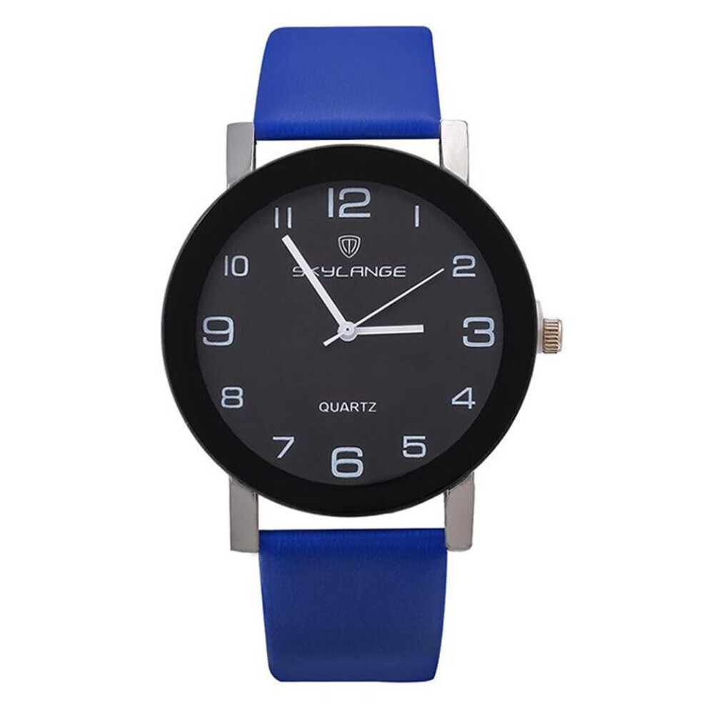 (blue) Women&apos;s Fashion Simple Leather Clock Watches Women Dress Casual Analog Quartz Wristwatch