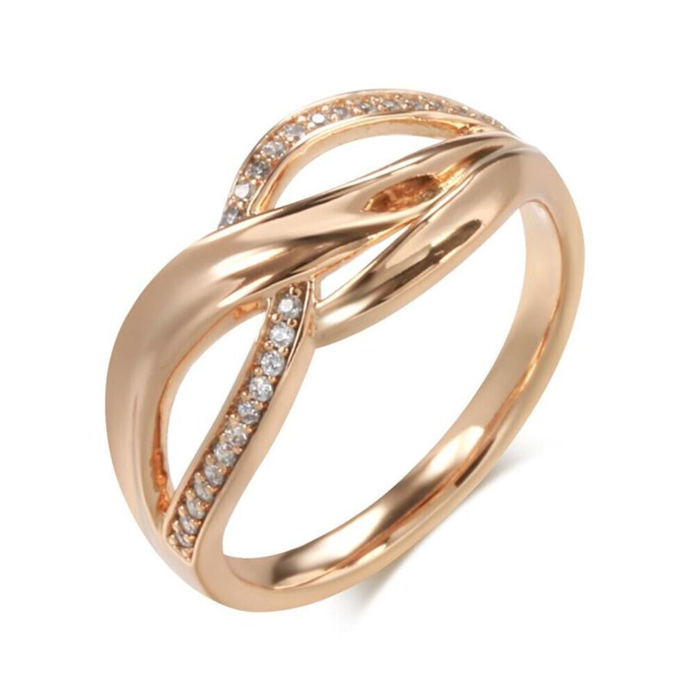 Maxpower (As The Picture, 8) Personality Crossing Geometric Micro Inlay Zircon Women Rings Fashion Color Vintage Jewelry Gold