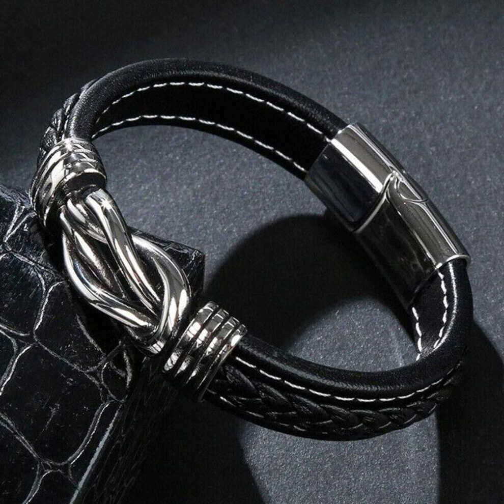 Maxpower (As The Picture) Mother And Son Forever Linked Together Men's Braided Leather L