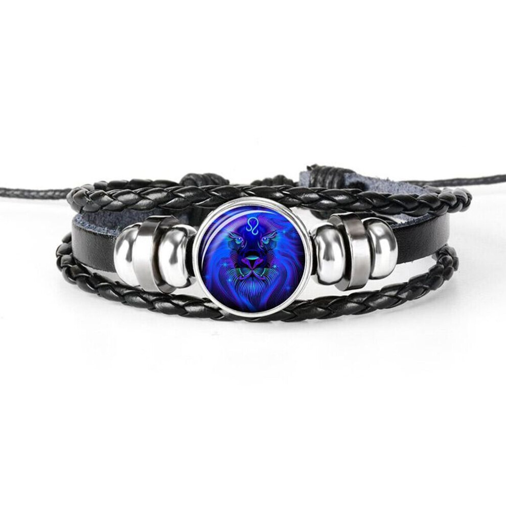Maxpower (As The Picture, Leo) 12 Constellation Handmade Leather Bracelet Woven Multi-Layer Punk Twelve Zodiac Couple Bracelet Not,Specified
