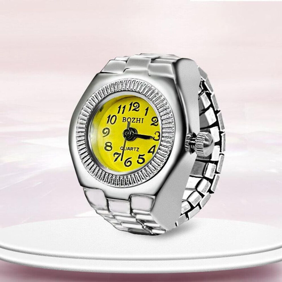 Maxpower (Yellow) Vintage Punk Elastic Stretchy Quartz Watch Rings For Women Man Lover Pair Watches Yellow