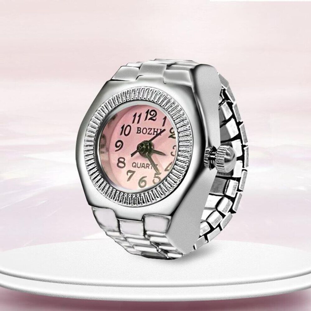 Maxpower (Pink) Vintage Punk Elastic Stretchy Quartz Watch Rings For Women Man Lover Pair Watches Pink
