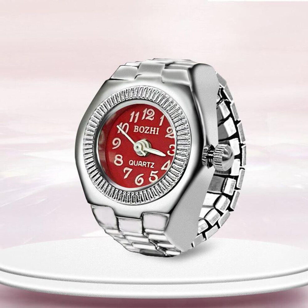 Maxpower (Red) Vintage Punk Elastic Stretchy Quartz Watch Rings For Women Man Lover Pair Watches Red