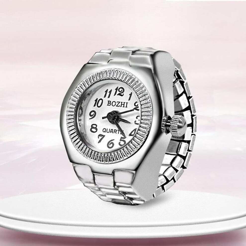 Maxpower (White) Vintage Punk Elastic Stretchy Quartz Watch Rings For Women Man Lover Pair Watches White