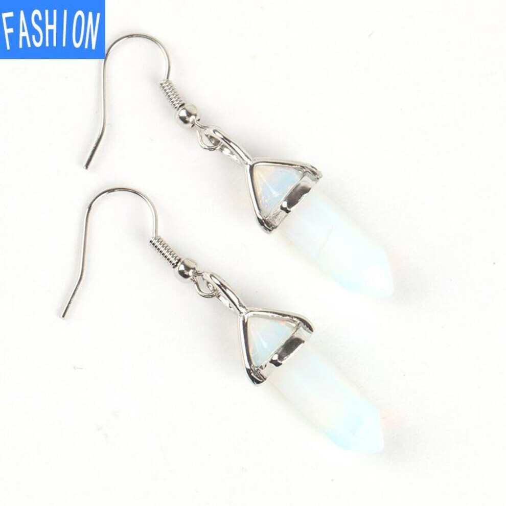Maxpower (Opal) European And American Popular Classic Earrings Natural Crystal Semi Gem Pendant In Hexagonal Prism Bullet Head Earrings Not,Specified