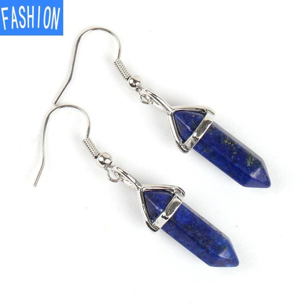 Maxpower (Lapislazuli) European And American Popular Classic Earrings Natural Crystal Semi Gem Pendant In Hexagonal Prism Bullet Head Earrings Not,Specified