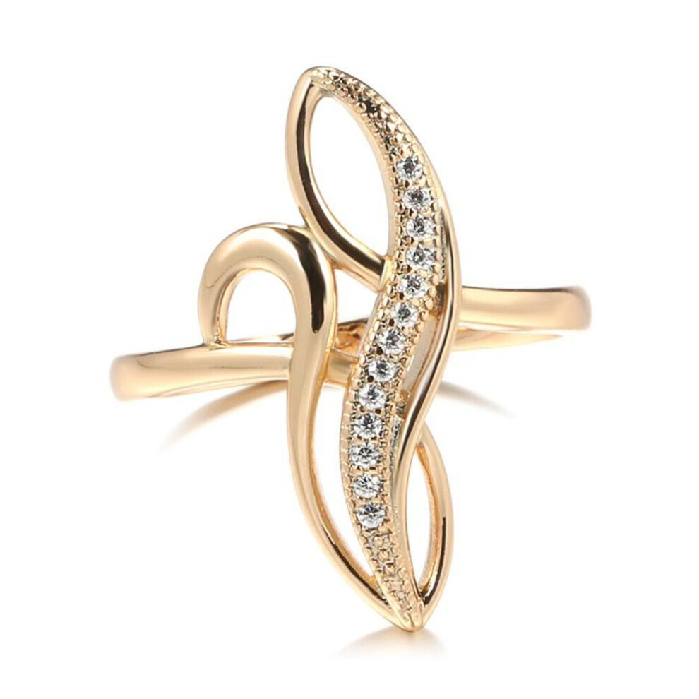 (7) Elegant Gold Color Twist Zircon Rings Women Vintage Fashion Wedding Jewelry