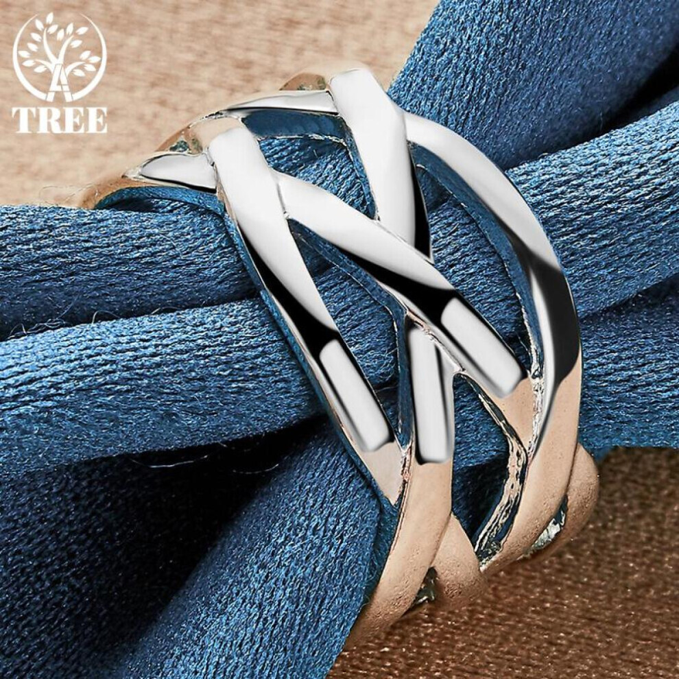 (10#) 925 Sterling Silver Cross Intertwined Ring Jewelry