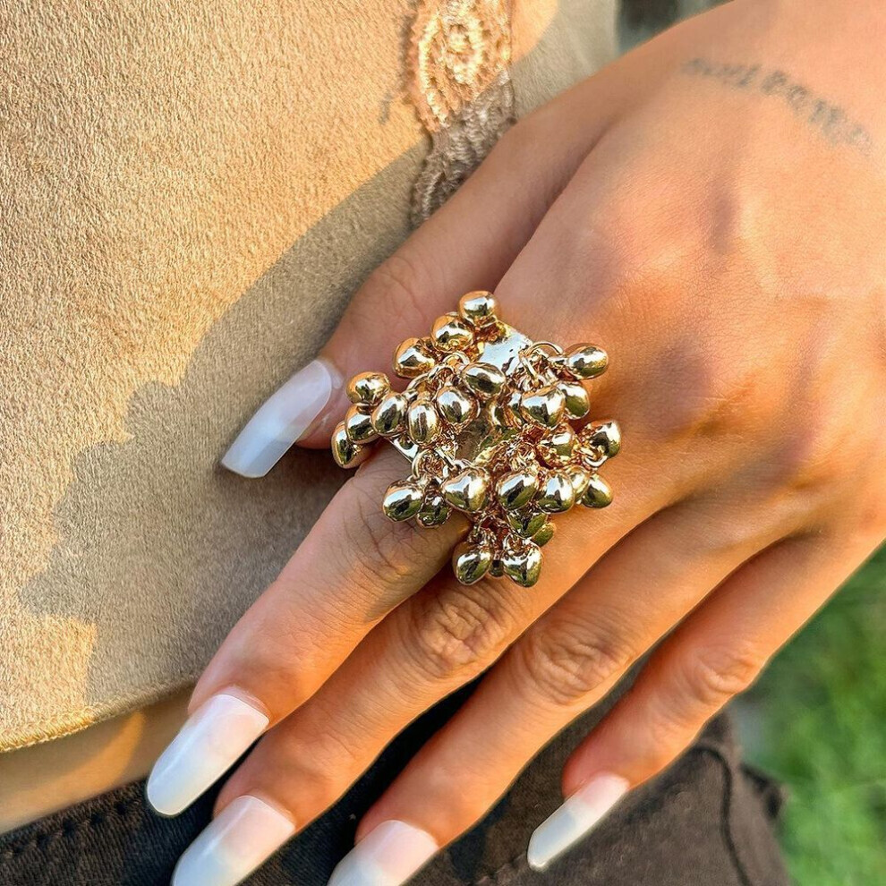 Maxpower (, Ring 0797K1) European And American Retro Palace Malachite Geometric Open Ring Gold
