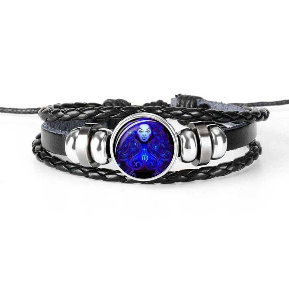 Maxpower (As The Picture, Virgo) 12 Constellation Handmade Leather Bracelet Woven Multi-Layer Punk Twelve Zodiac Couple Bracelet Not,Specified