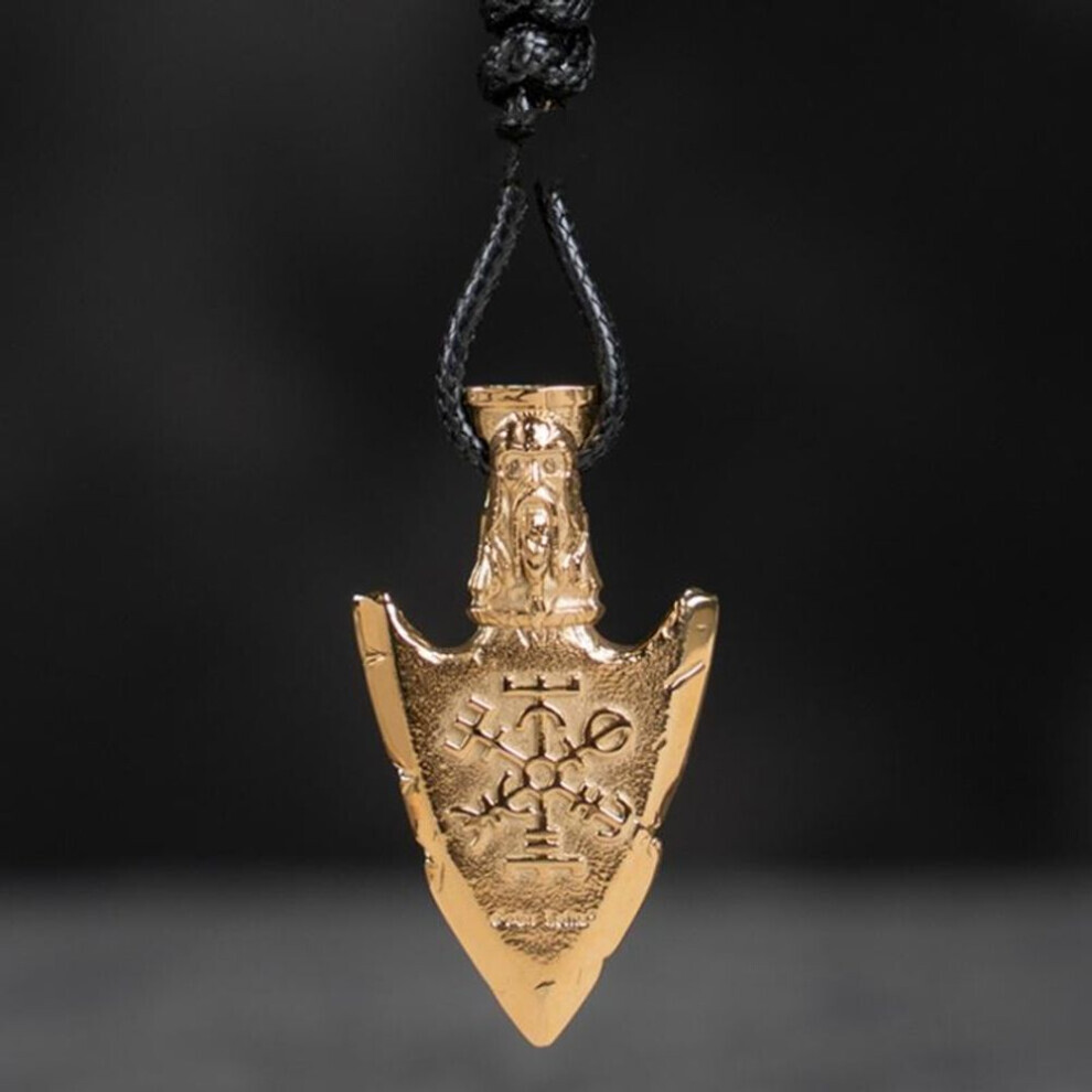(gold, Leather Chains & Pendants) Vintage Nordic Men&apos;s Viking 316l Stainless Steel Odin Arms - Gunnir Pendant Necklace