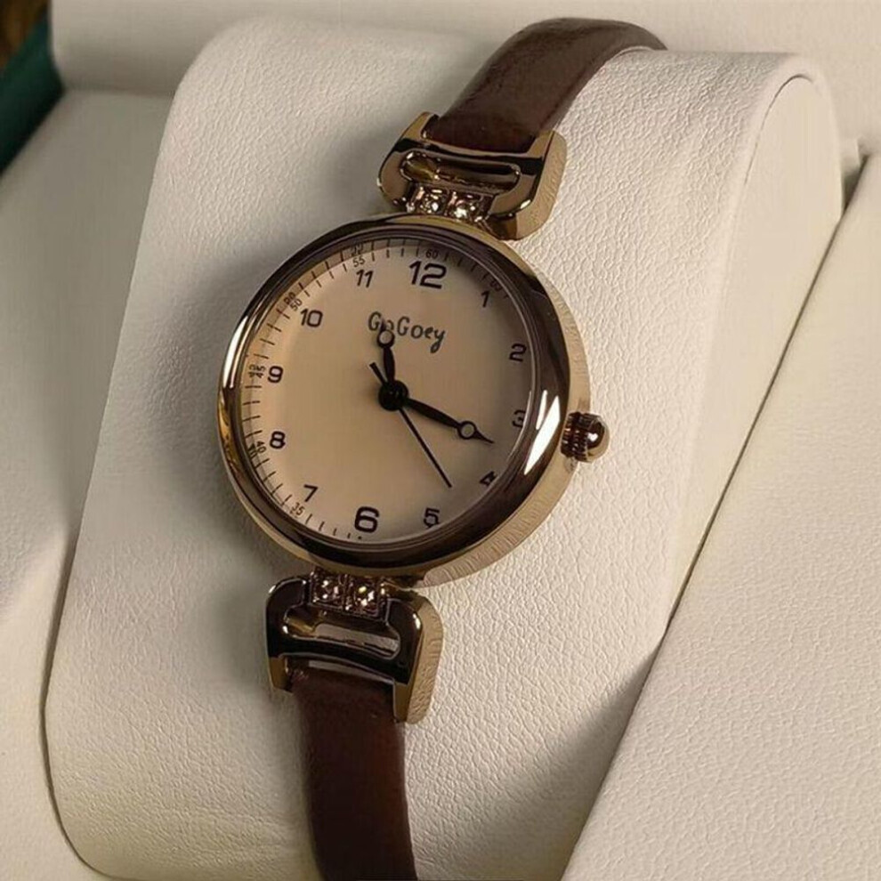 Maxpower (Coffee) Women's Retro Exam Watch - Light Luxury, British Style, Small Dial Quartz Timepiece For Students Brown