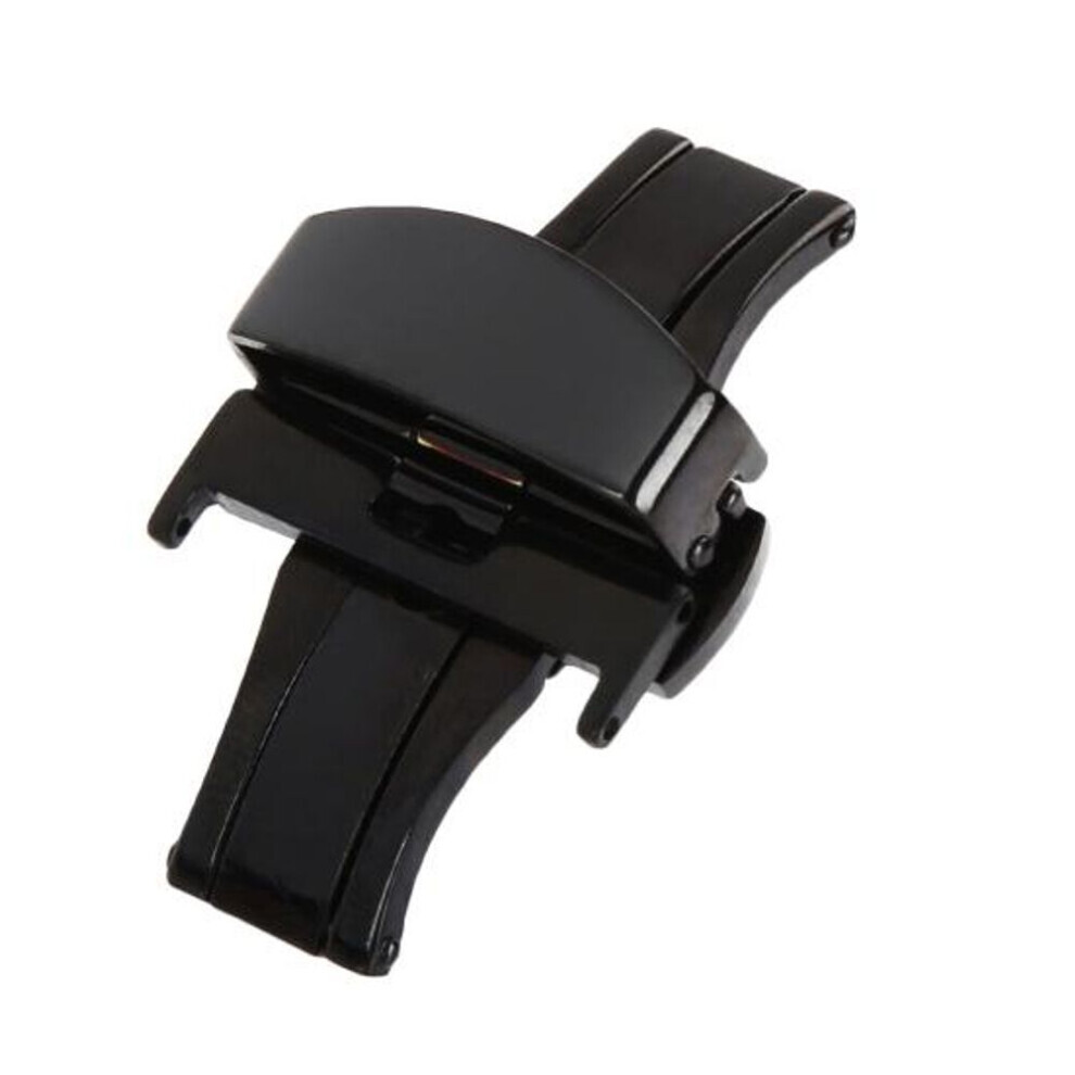 (black, 18mm) Stainless Steel Flip Lock Butterfly Deployment Clasp Watch Deployant Buckle